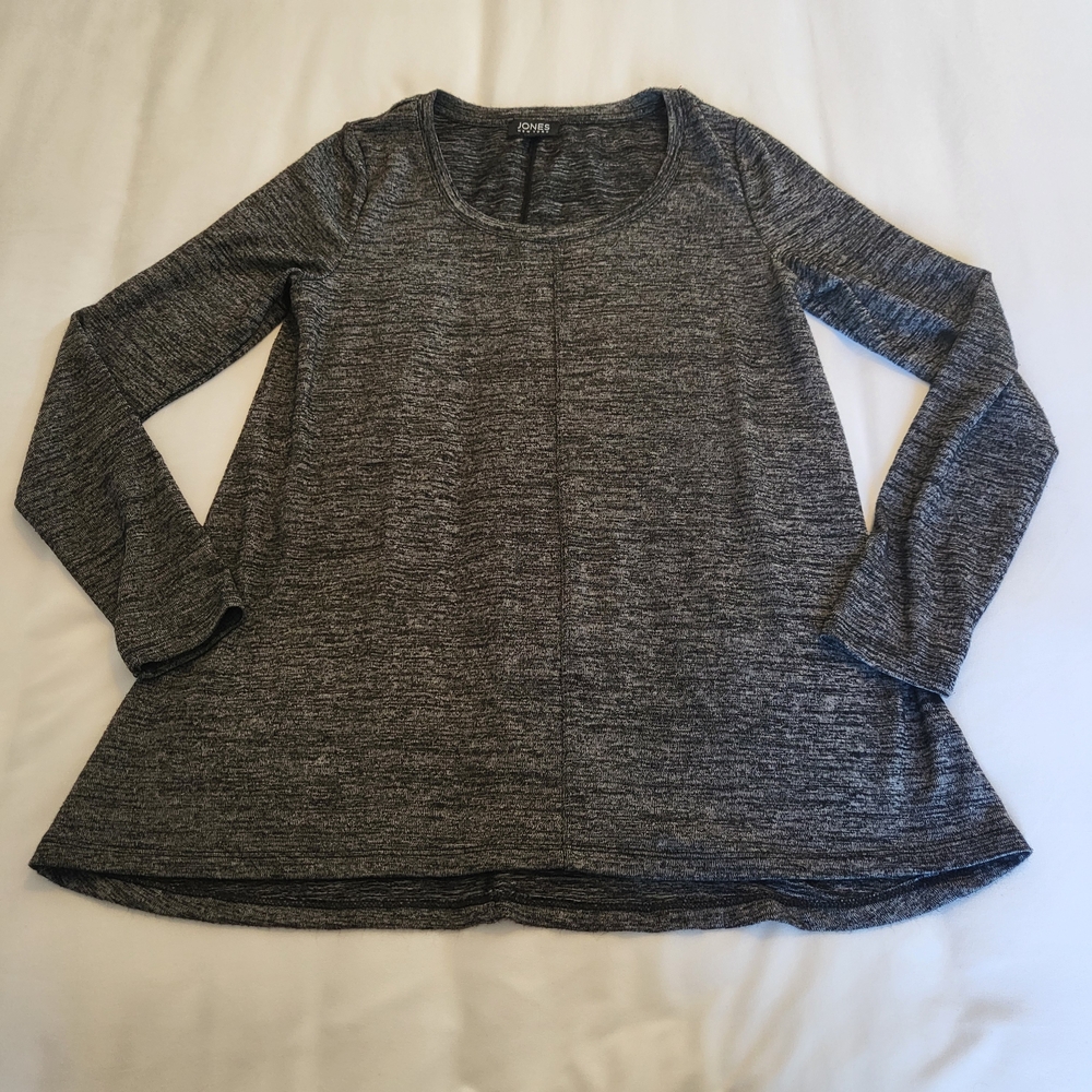 Jones New York Heathered Gray Long Sleeve Top S